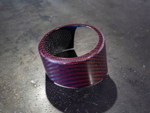 Alfa Romeo Stelvio Front Emblem Frame Cover - Carbon Fiber - Red Carbon